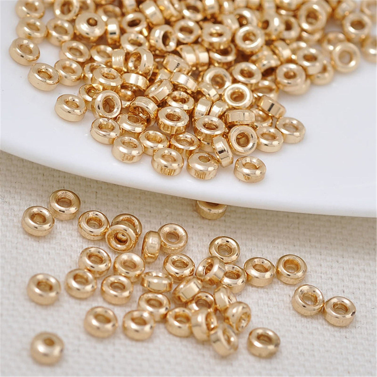 50pcs 3.8x1.8x1.6mm Yellow Gold Plated Spacer Rondelle Beads,copper plated 18k solid gold,AAL-003-2