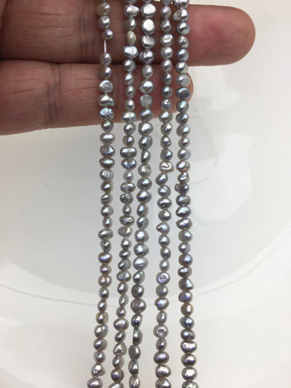 2 strands AA+ 3-4mm gray nugget seed pearls,irregular nugget freshwater pearl strand,cheap price,pearl factory china,LM3-2A-20