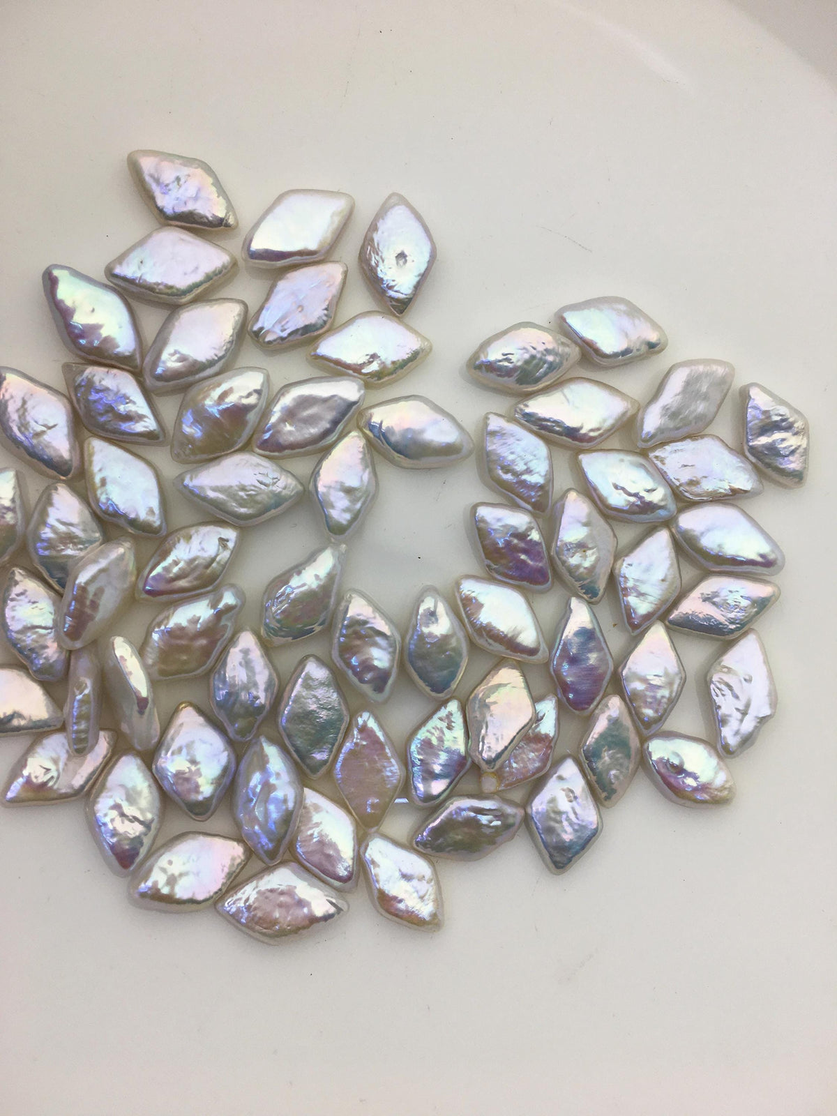 20pcs AAA 8-9mm white diamond no hole freshwater pearls,ZS-119-15