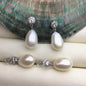 9mm white oval pearl stud earrings,real pearl earrings,pearl for women ,crystal and pearl earrings,SE3-043