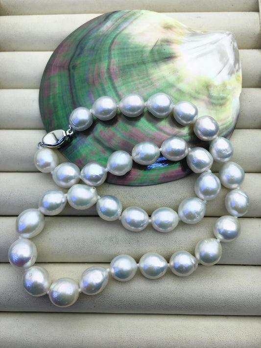 17'' AA+ 10-12mm white baroque drop edison freshwater Pearl necklace,genuine Natural Pearl Necklace,NPN1-T30-1