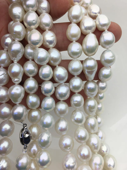 17'' AA+ 10-12mm white baroque drop edison freshwater Pearl necklace,genuine Natural Pearl Necklace,NPN1-T30-1