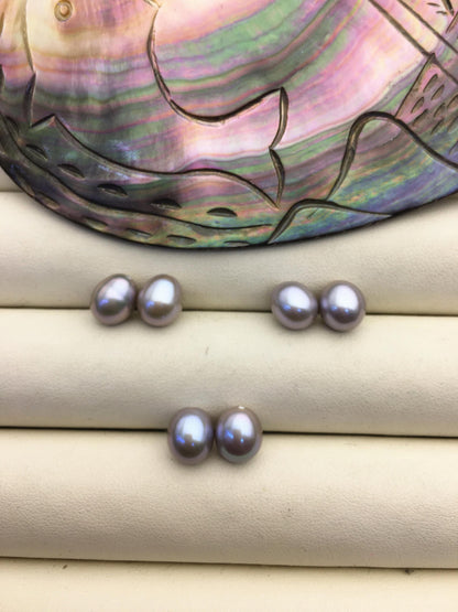 2 pairs AAA 7.5-8mm gray rice freshwater pearls pairs,oval pearl earrings,for dangle pearl earrings,LR7-3A-9