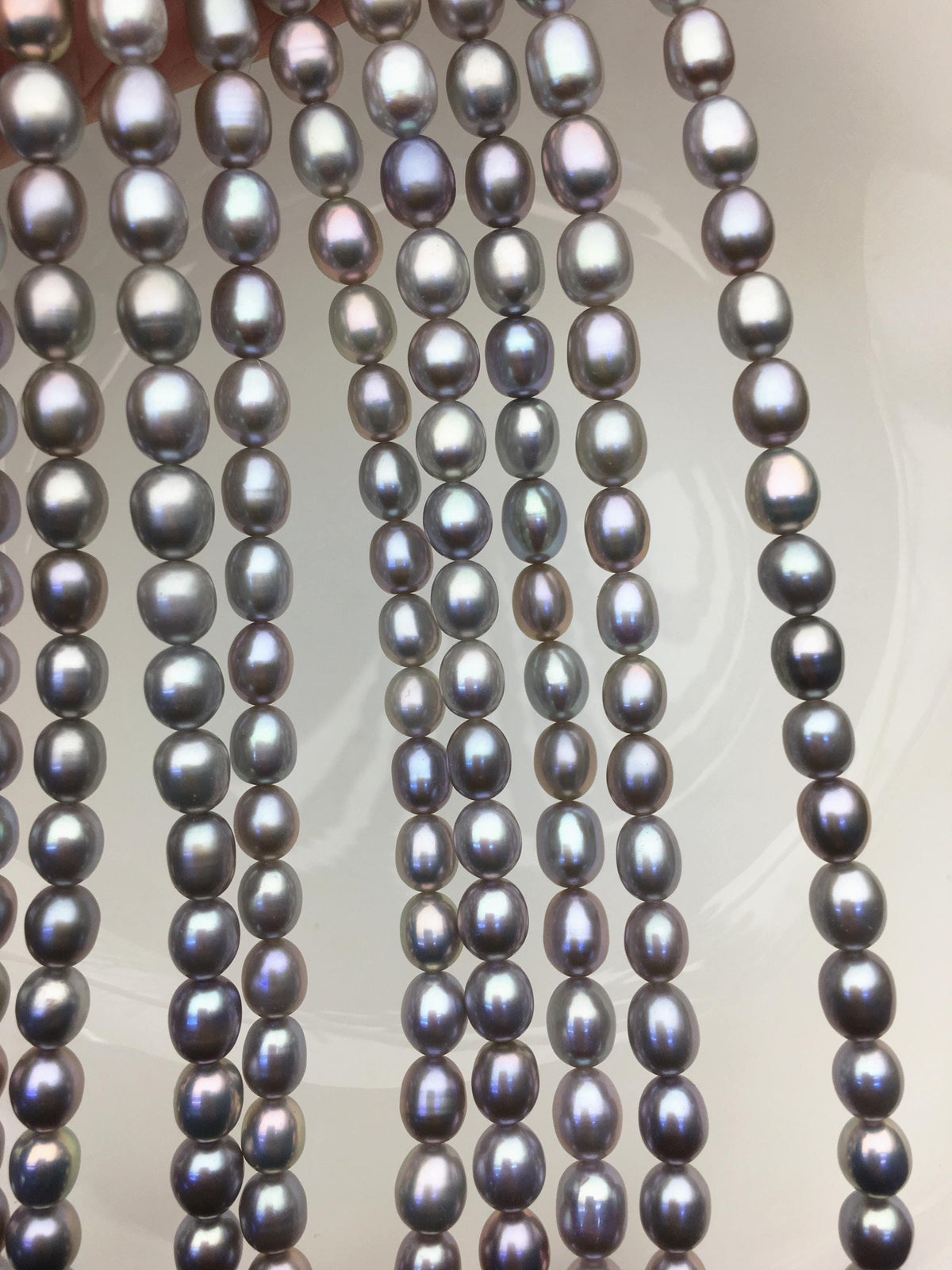 AAA+ 6.8-7.5mm*7.5-9mm gray oval freshwater pearls,Cultured white freshwater pearls beads,pearl necklace,pearl wholesale,LR7-T4