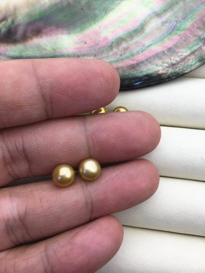 1 pair AAA 6/7/8mm Brown button round Pearl Stud Earrings,freshwater pearl earrings,Wedding,classic pearl studs,SE1-T3