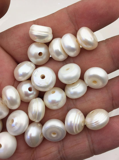 20pcs Very Big AA 13-14mm white button freshwater pearls,2.2mm large hole,Rondelle pearl Beads,pearls for leather,SM13-2A-6