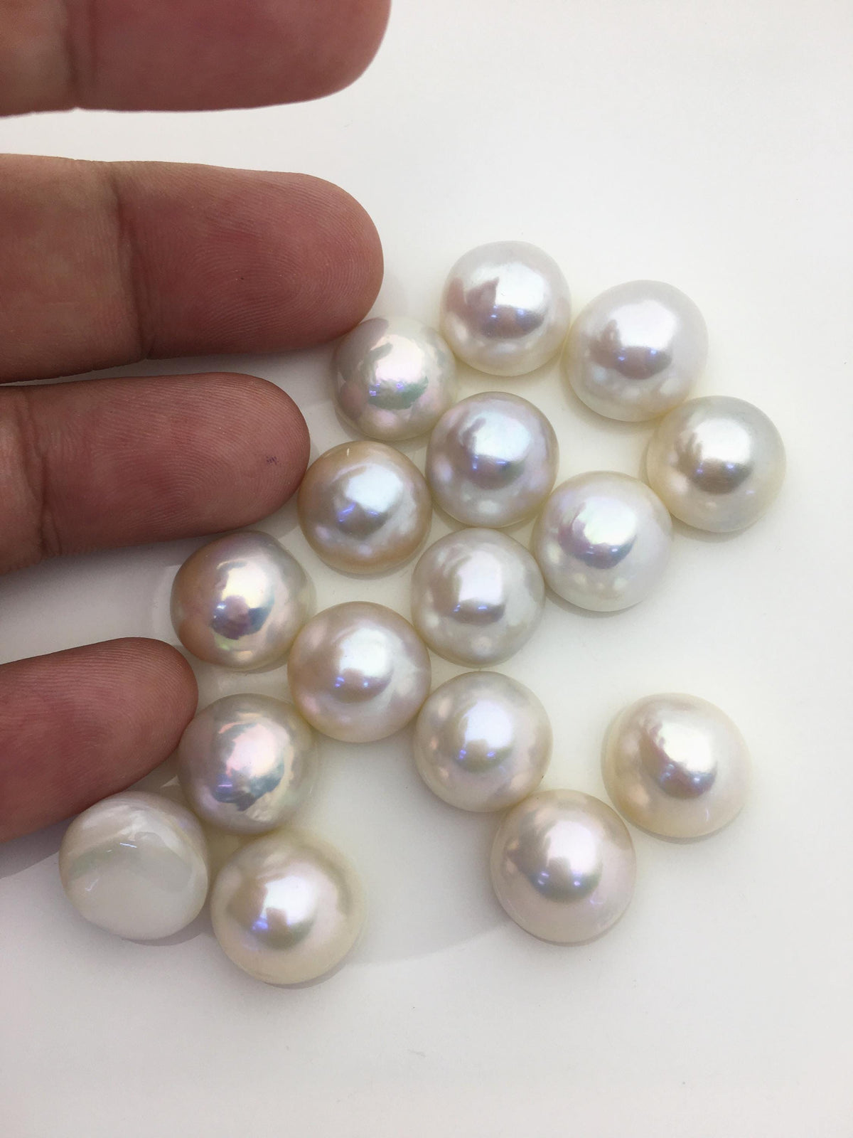 16pcs AAA 14-15mm white Baroque Mabe Freshwater Pearls,no hole,MB-T21