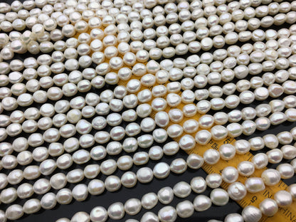 AA 7.3-8.3mm white nugget freshwater pearls,white cultured freshwater nugget pearl bead string,LM8-2A-6