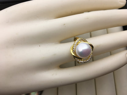 2pcs AAA big white pearl Flowerring,wedding rings for women,eternity ring,R1-T4