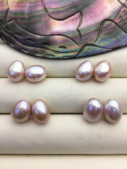 2 pairs AAA 10mm Purple Nugget baroque loose pearl pairs for dangle earrings - 0.9mm top half hole - ZS-103-37-37