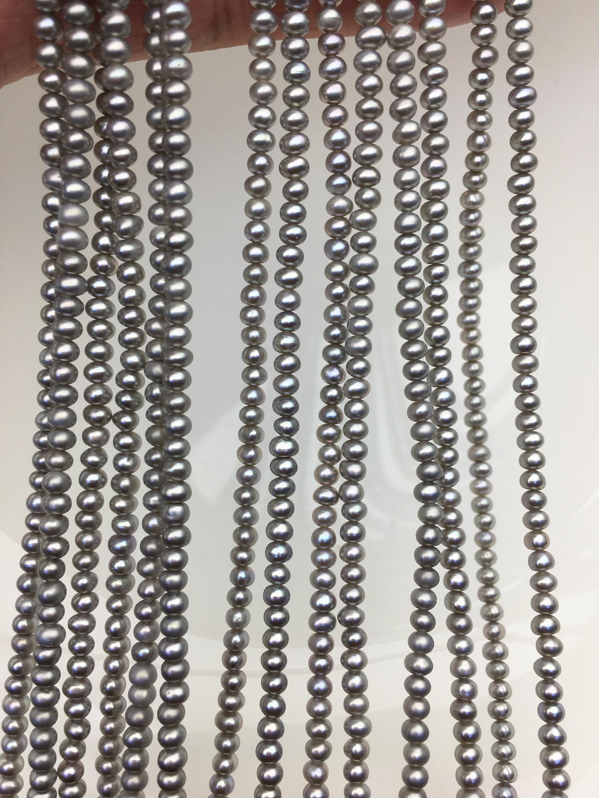 AAA 3-3.5mm Gray tiny button freshwater pearls,Rondelle pearl Beads,SM3-3A-32