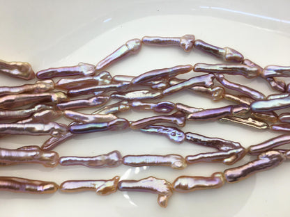 15.5'' AAA 5-8mm natural purple rainbow Toothpick pearls,ZS-80-25-8