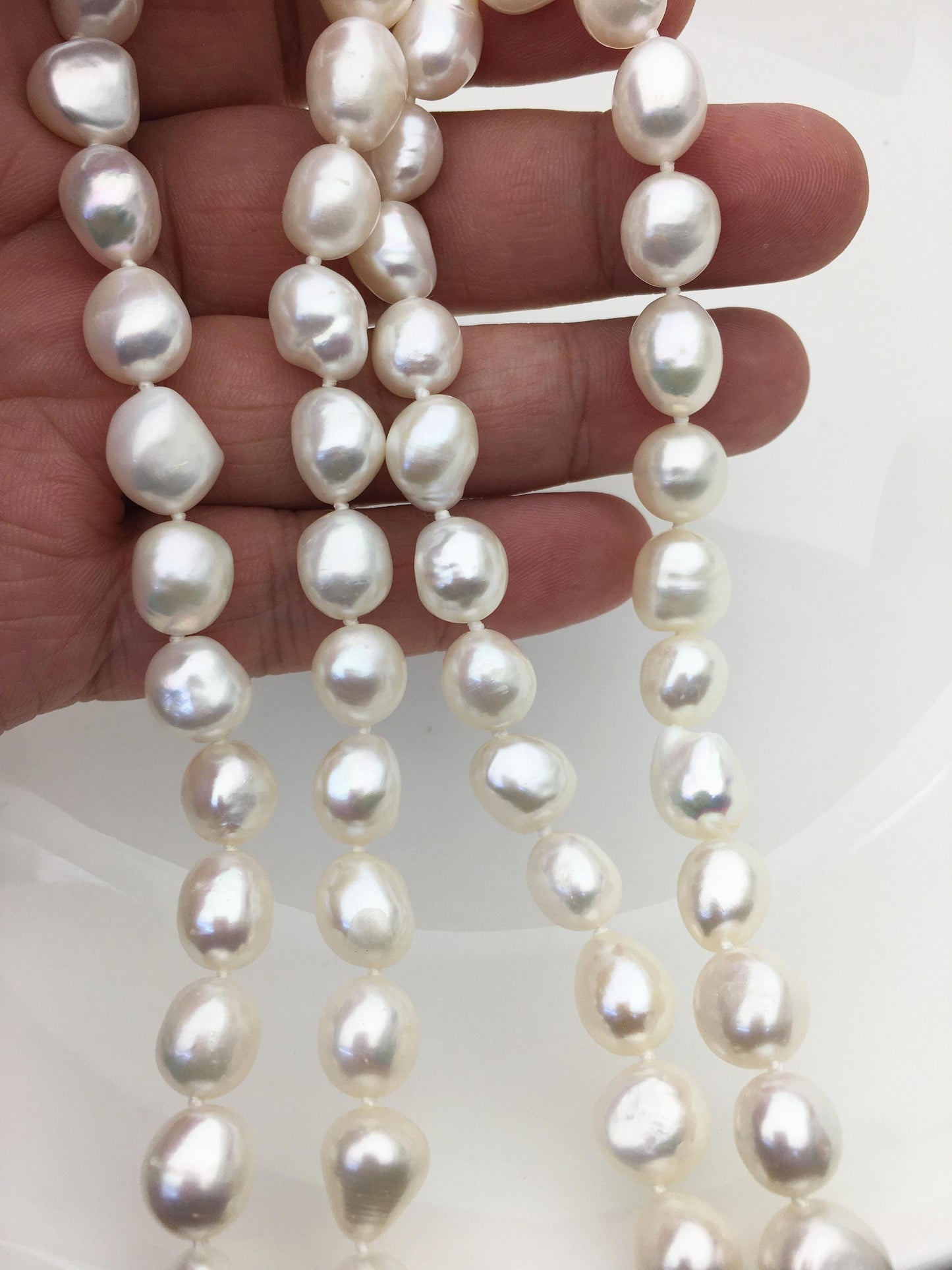 32'' AA+ 10mm white nugget freshwater Pearl necklace,NPN1-022