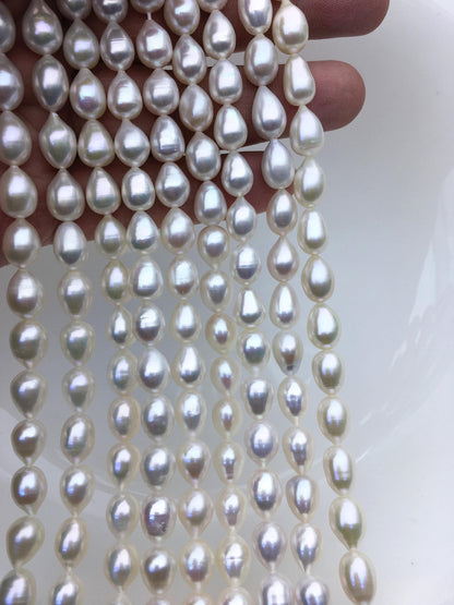 AAA- 7.3-8mm*9-11mm white Teardrop freshwater pearls,oval loose pearl beads,diy pearl,genuine freshwater pearl,LR8-T6