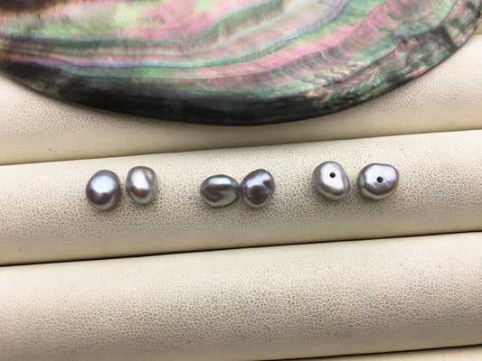 2 pairs AAA 6-7mm Gray keshi pearls Pair,for make stud earrings,baroque pearl,loose pearl beads,very high luster,ZS-127-62-3