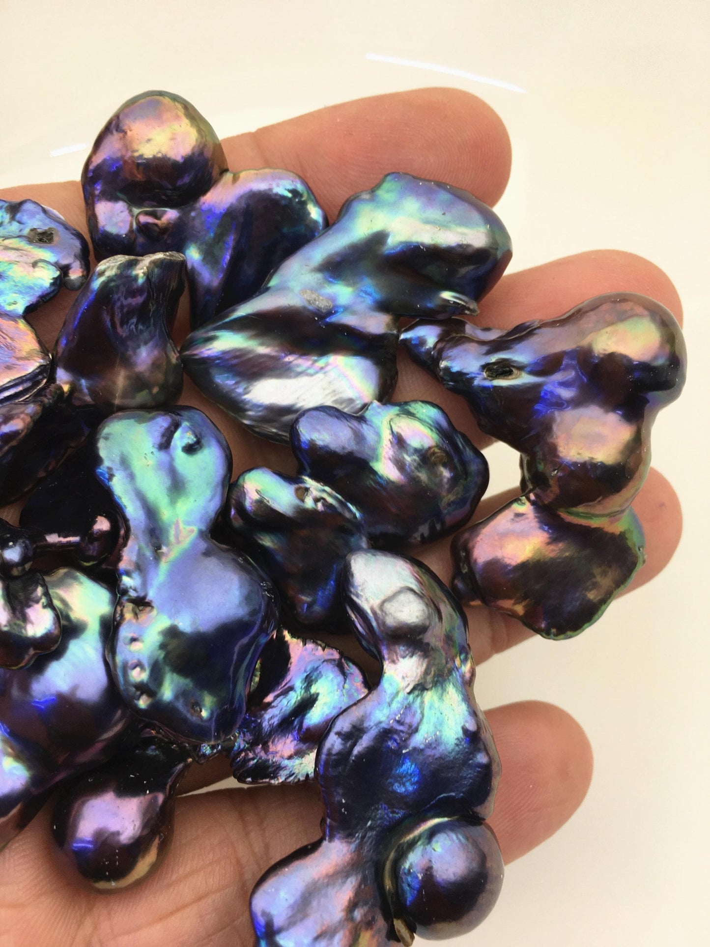 19pcs AAA- 16-22mm black blue rainbow flame ball pearl,no hole,FL15-T4-30