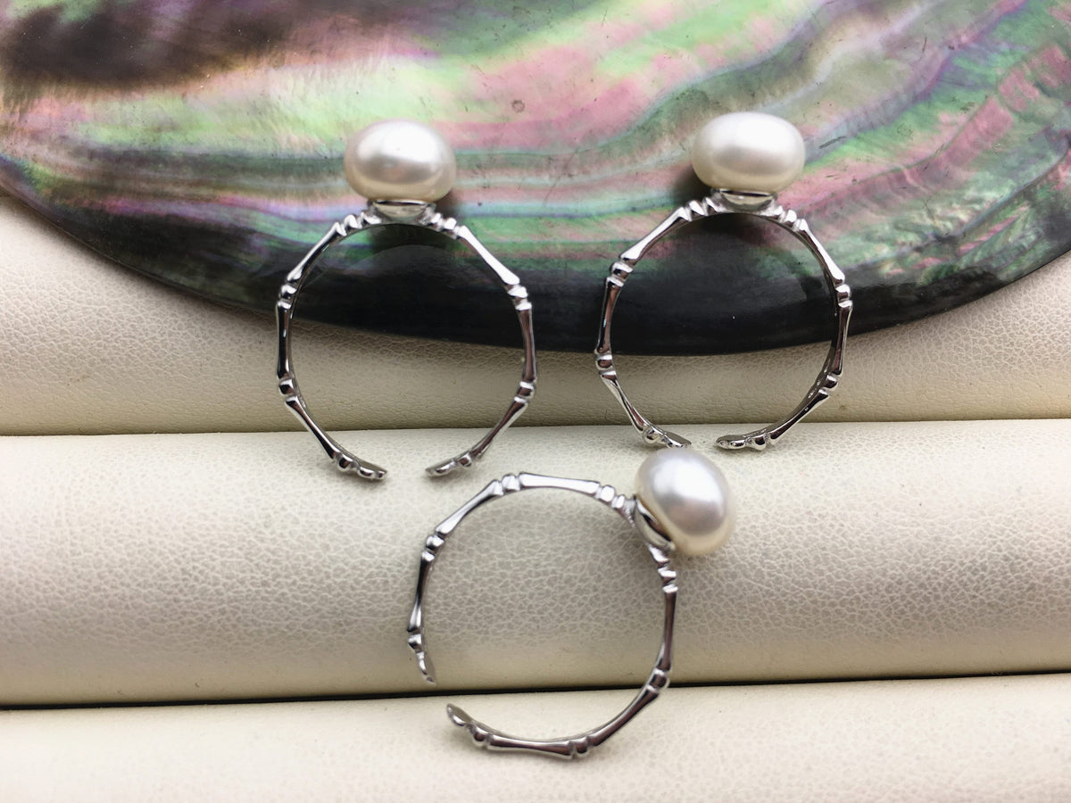AAA single white Pearl Sterling silver ring,wedding rings for women,sterling silver 925 open ring jewellery,R1-011
