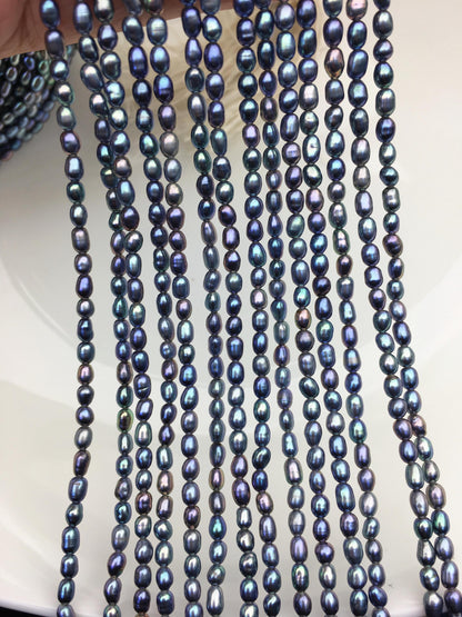 AAA 2.8-3mm deep blue rainbow rice pearls,oval loose pearl beads,diy pearl,genuine pearl,Cultured pearl,diy pearl beads,LR2-3A-25