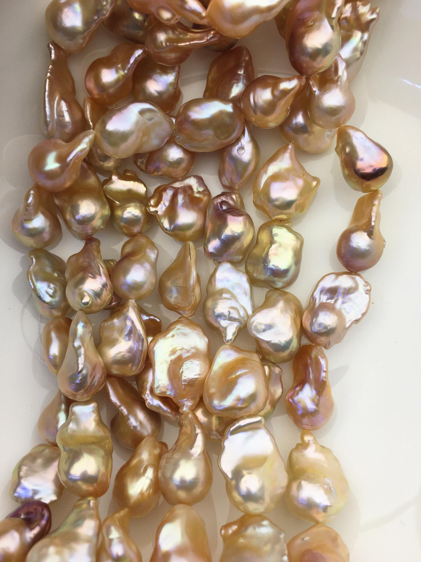 15.5'' AAA 14-18mm natural champagne flame ball pearl,FL15-3A-7-4