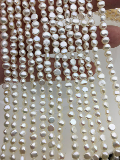 AAA+ 4.5-5.5x5-6mm Tiny white nugget freshwater pearls,irregular nugget freshwater pearl strand,LM4-3A-2
