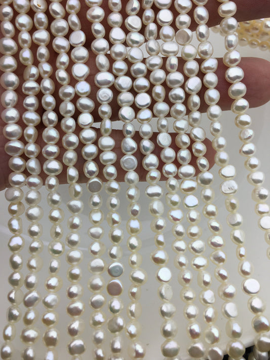 AAA+ 4.5-5.5x5-6mm Tiny white nugget freshwater pearls,irregular nugget freshwater pearl strand,LM4-3A-2