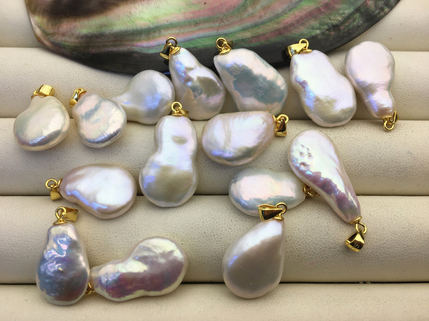 5pcs AAA 12-14mm White Drop Coin pearl pendant,NC1-T57