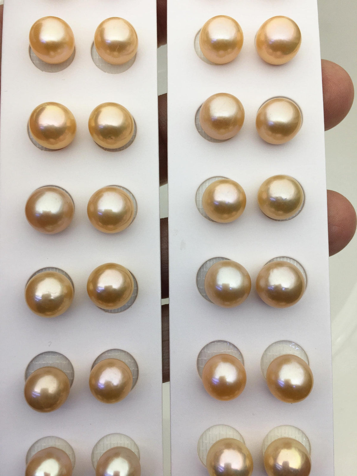 2 pairs AAA 9-10mm orange round freshwater pearls pair,half hole,RP9-3A-1