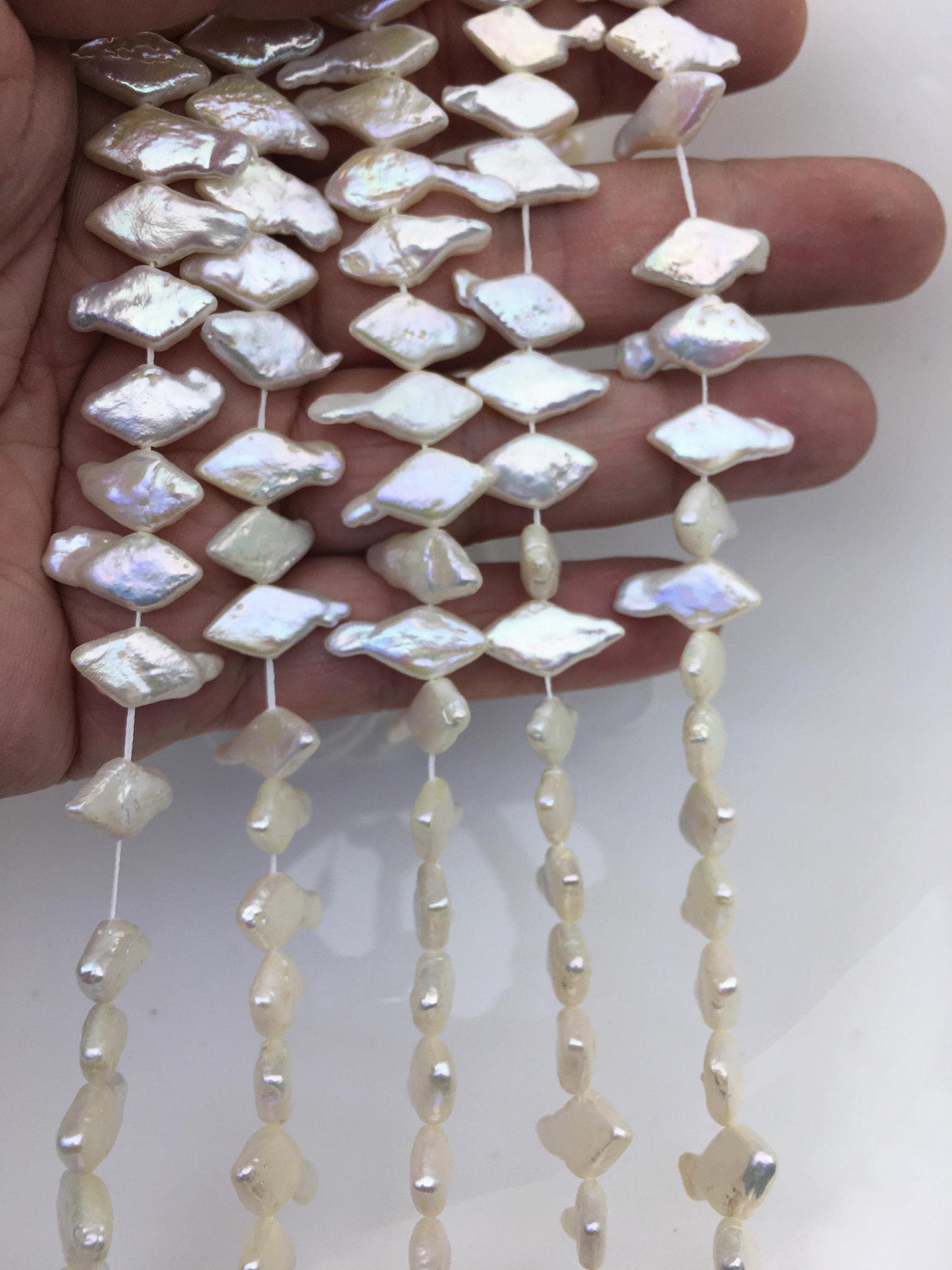 AA+ 8-9mm White diamond Shape Freshwater Pearl,ZS-119-30
