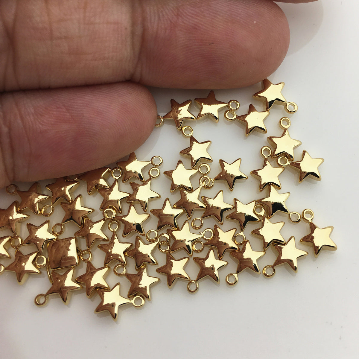 25pcs 6mm Yellow Gold Five Star for DIY,copper plated 18k gold for make necklace,AAL-003-15