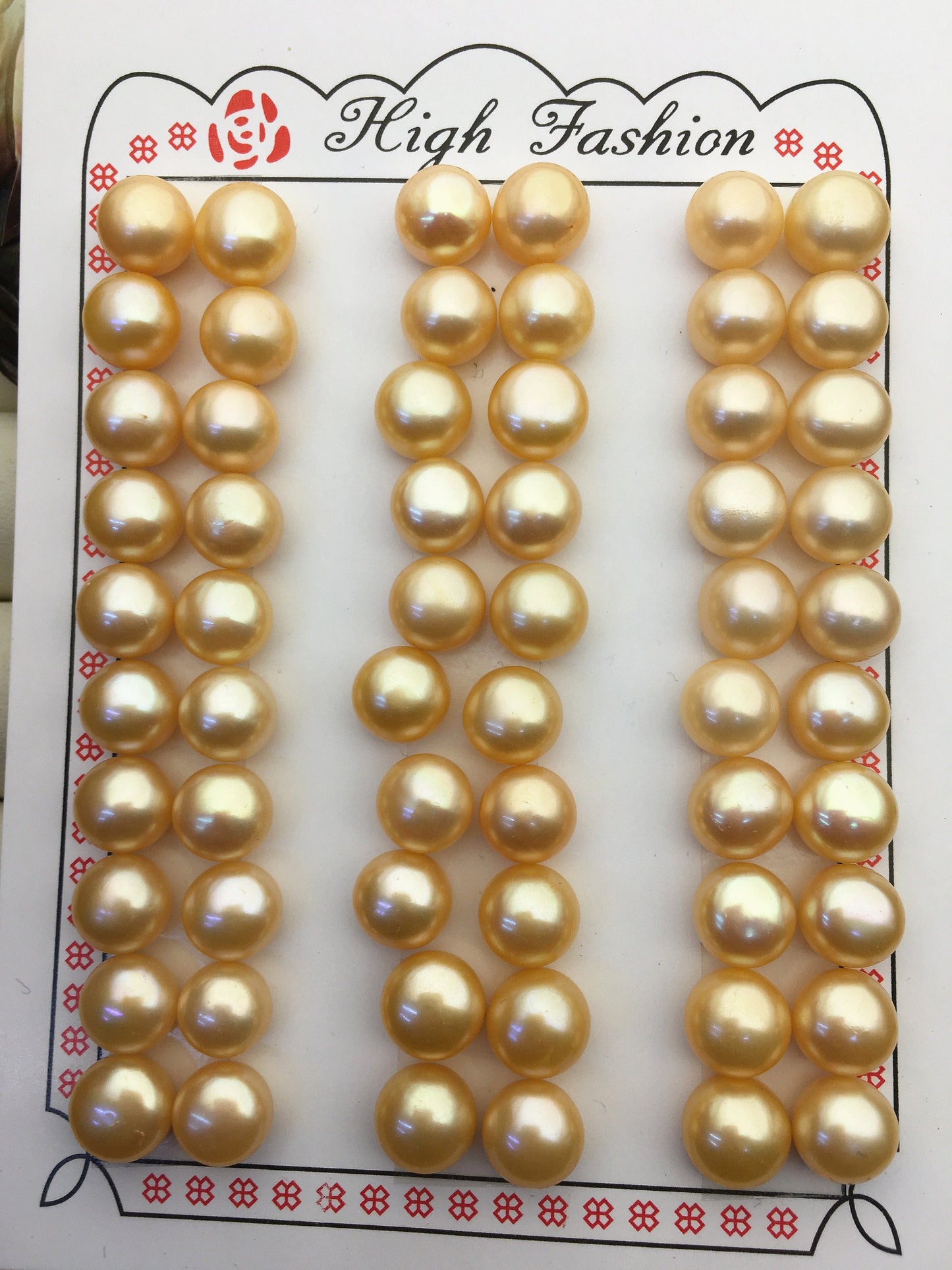 30pairs AAA 8-8.5mm yellow orange button round freshwater pearls pairs,half drill pearl,BTN8-T1