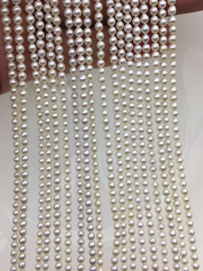 AAA 3-3.5mm white oval near round freshwater pearls,near round pearl strands,pearl wholesale,RP3-T3