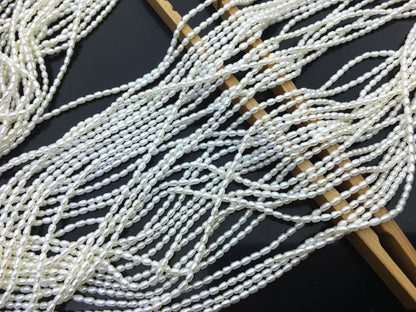 AAA 2-2.2x3-4mm white rice pearls,genuine pearl,Cultured pearl,diy pearl beads,LR2-3A-27