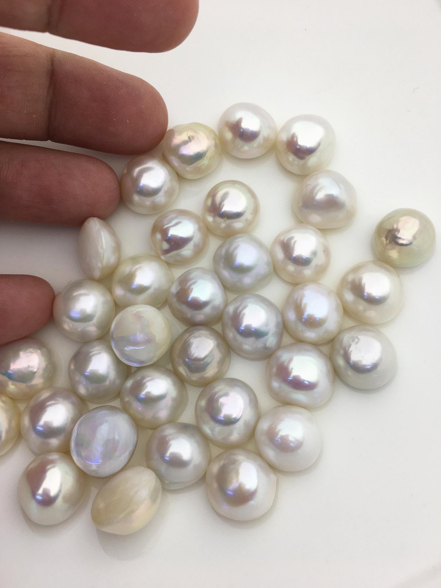 16pcs AAA 13-14mm white Baroque Mabe Freshwater Pearls,no hole,MB-T57