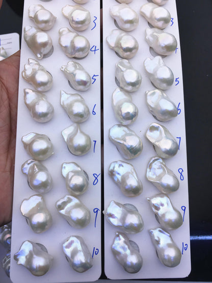 1 pair AAA 13-15x18-22mm White Flame ball Pearl Pairs-large Baroque freshwater pearl pairs,top half hole,FL15-3A-8-65