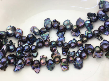15.5'' AA+ 12-17mm black blue flame ball pearl,FL15-2A-5-50