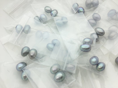 AAA 8.5-9.3mm Gray LONG rice freshwater pearls,tear drop pearl,dangle pearl earrings,white rice pearls, custom hole,LR9-3A-14