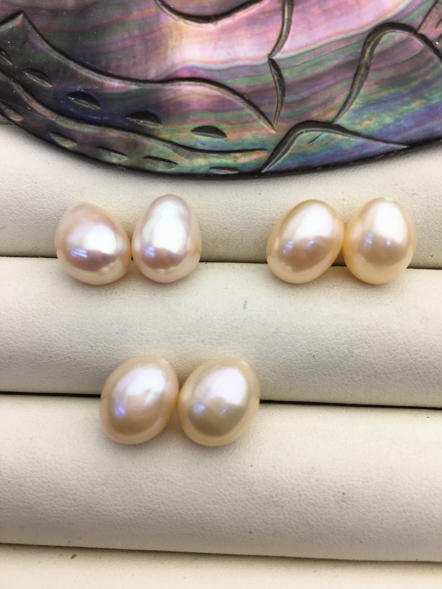 2 pairs AAA 10mm Pink Nugget baroque loose pearl pairs for dangle earrings - 0.9mm top half hole - ZS-103-37-61