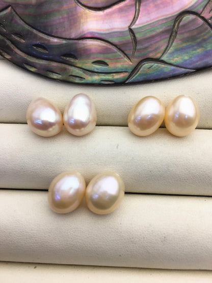 2 pairs AAA 10mm Pink Nugget baroque loose pearl pairs for dangle earrings - 0.9mm top half hole - ZS-103-37-61