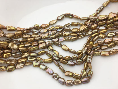 AA+ 6-7mm brown toothpick Biwa Pearl Necklace,Genuine Fresh Water Pearl,Wedding Necklace,Mothers Day,ZS-80-10-24