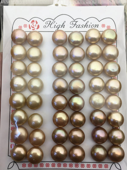 2 pairs AAA 10.5-11mm Brown button round freshwater pearls,pearl earring,pearl stud,BTN10-T1