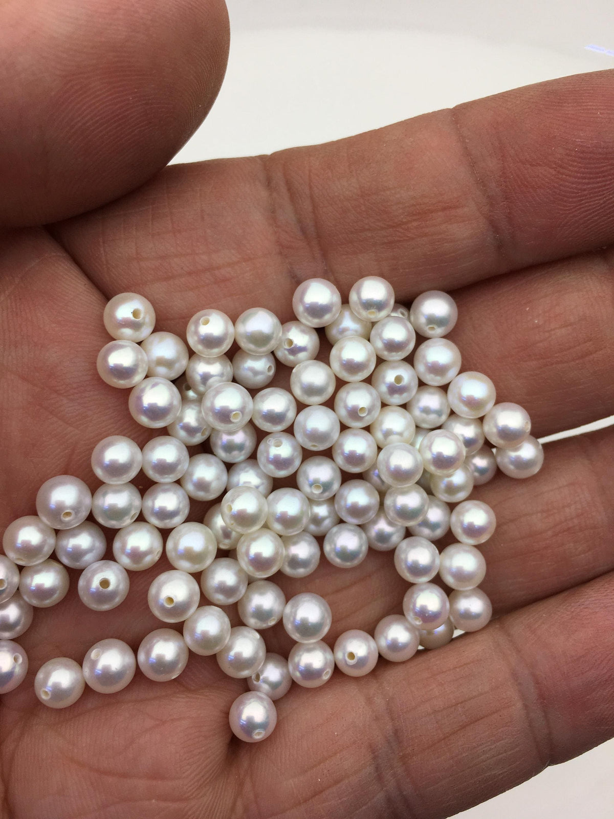 10pcs AAA 4.5-5mm white seed round freshwater pearls,tiny pearl supply,0.9mm half drilled,diy jewelry,RP4-3A-6