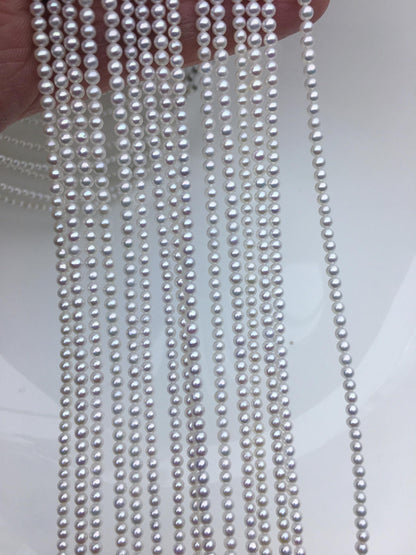 AAA 2.5-3mm tiny white round freshwater pearls,Rondelle pearl Beads,white freshwater pearl,loose strands,RP2-3A-17