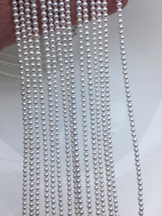 AAA 2.5-3mm tiny white round freshwater pearls,Rondelle pearl Beads,white freshwater pearl,loose strands,RP2-3A-17