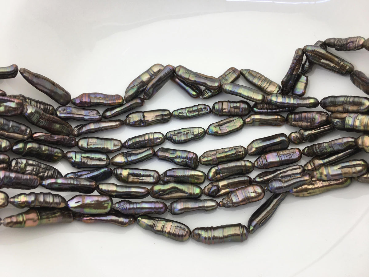 AA+ 8-10mm black thick biwa Pearl Necklace,Genuine Fresh Water Pearl,Wedding Necklace,Mothers Day,ZS-80-10-11