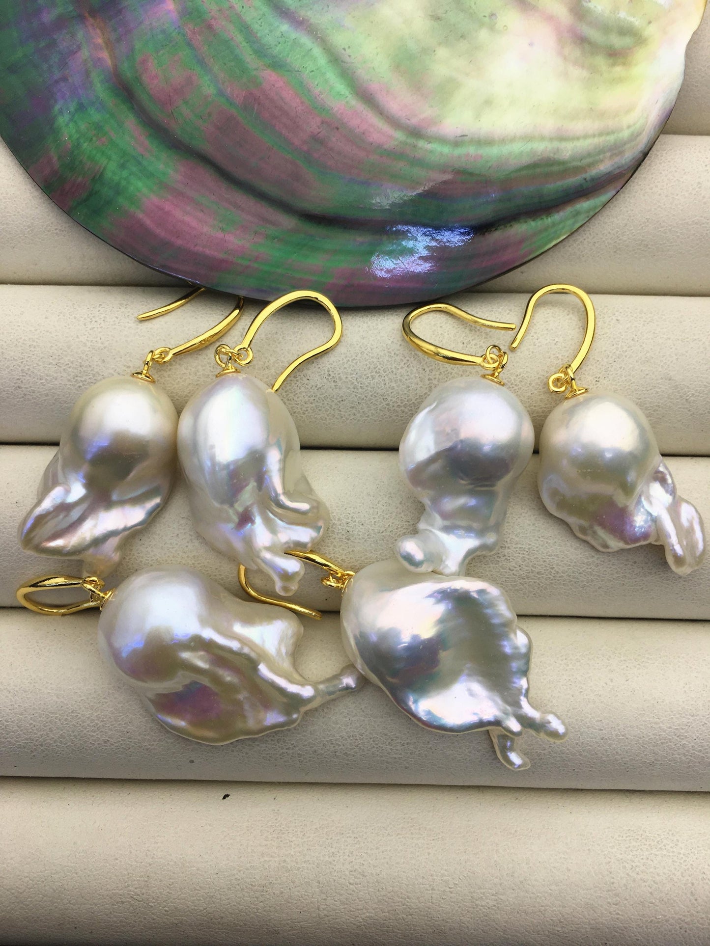 30% OFF AAA 14-19mm white flame ball pearl dangle earrings,sterling silver,earring with white baroque Natural Pearl,SE3-031-30