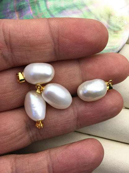2pcs AAA 10.3-11.3mm White nugget rice pearl pendant , NC1-T6
