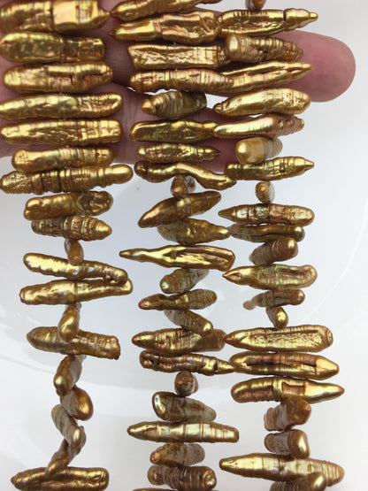 AA+ 5-7mm brown Biwa Pearl Necklace,Genuine Fresh Water Pearl,Wedding Necklace,Mothers Day,ZS-80-10-8