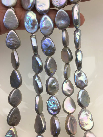 AA 13-14mm Gray Drop Coin freshwater pearls,diy bead,flat round pearl bead,ZS-T49