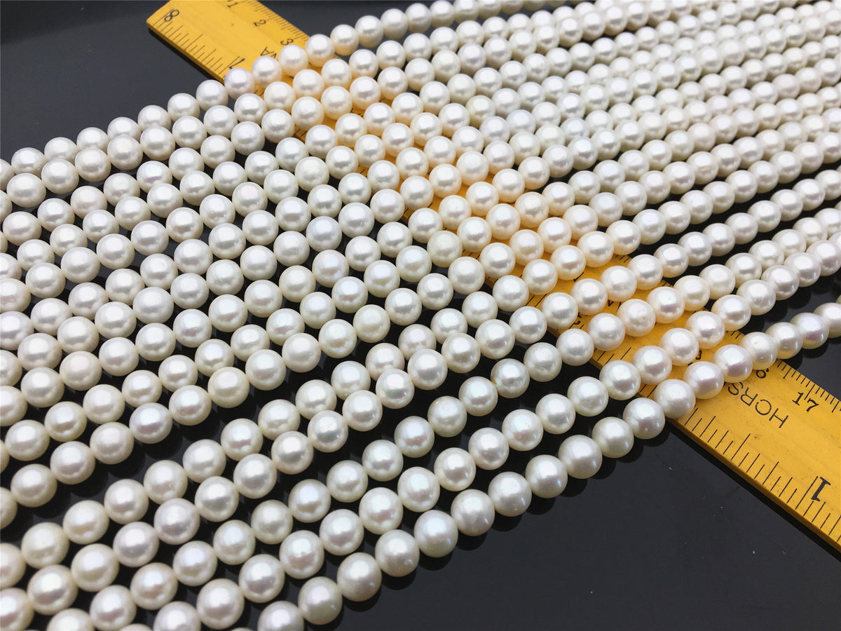 AA+ 7mm white round freshwater pearls,loose pearl beads material,round pearl wholesale china,RP7-2AY-WBa-1