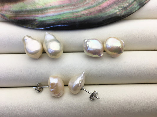 2 pairs AA+ 10-11mm White nugget pearl dangle earrings,S925 sterling silver,wedding pearl earrings,SE3-T65
